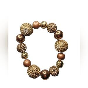 Vintage Elegant Gold and Brown Beaded Bracelet